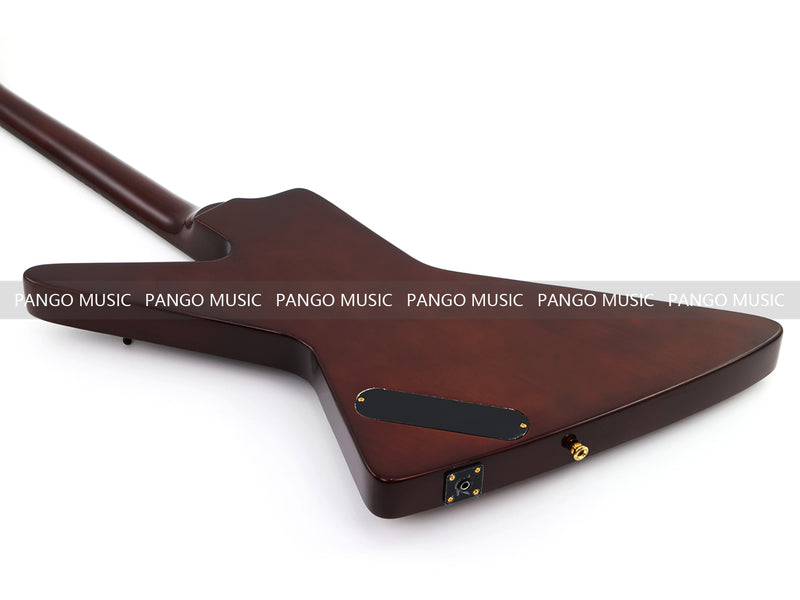 6 String Modern Explorer Style Electric Guitar with Gloss Brown Finish (LRG-107X)