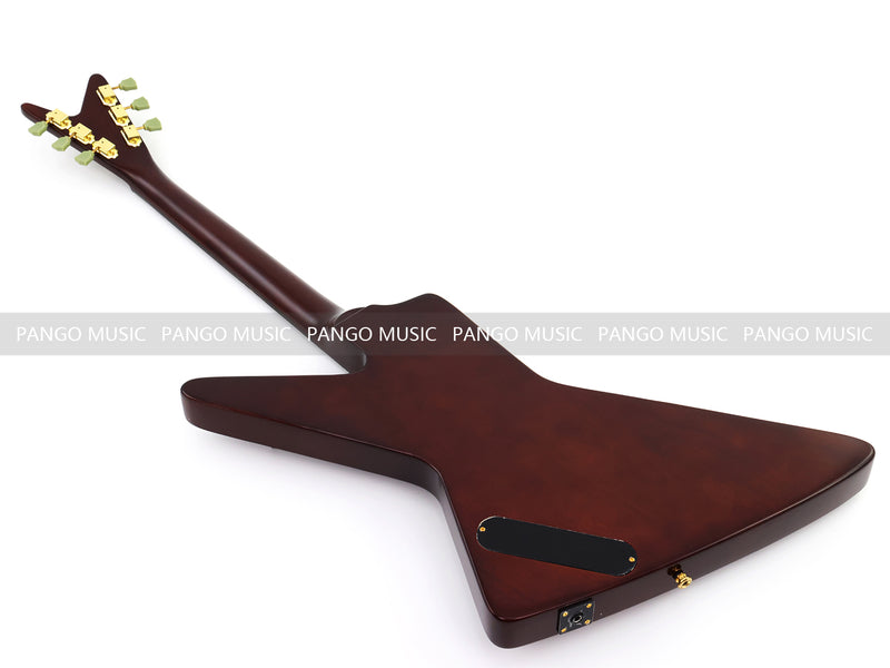 6 String Modern Explorer Style Electric Guitar with Gloss Brown Finish (LRG-107X)