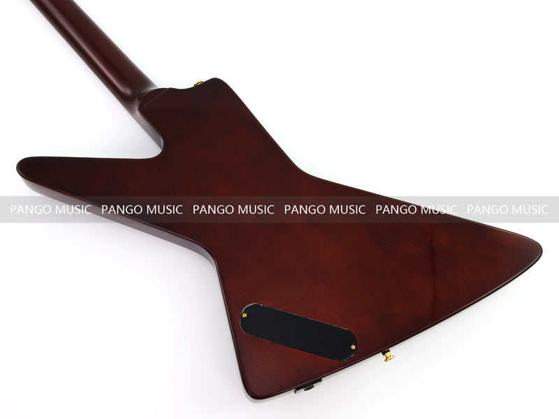 6 String Modern Explorer Style Electric Guitar with Gloss Brown Finish (LRG-107X)