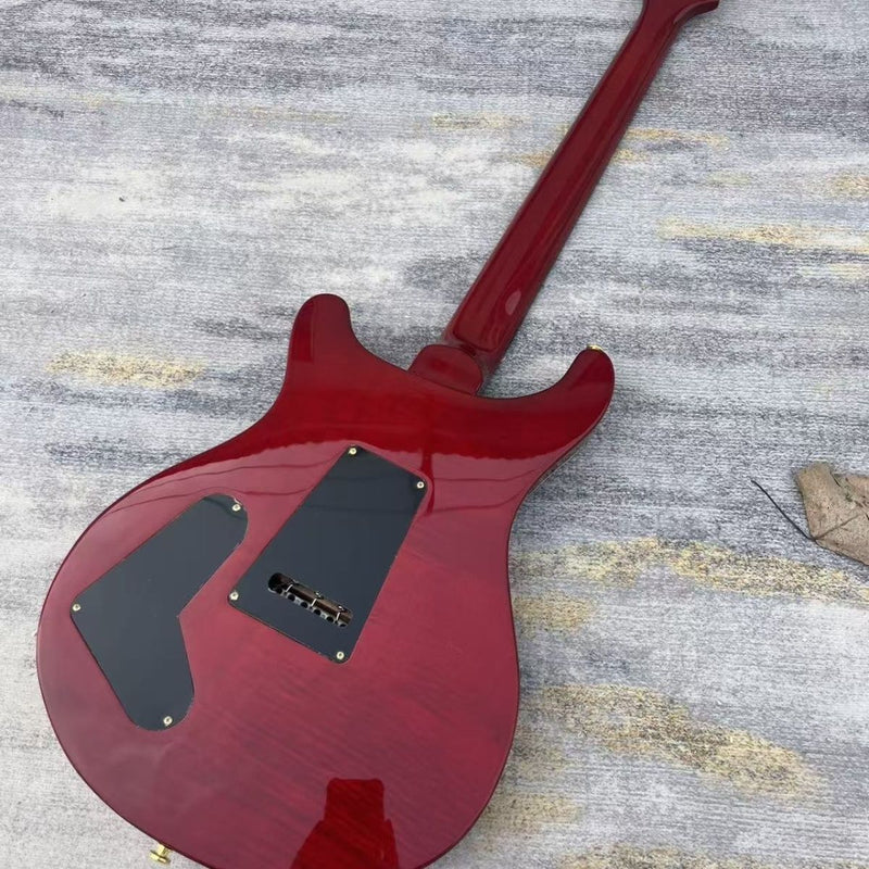 6 String PRS Style Electric Guitar with Gloss Transparent Red Quilted Maple Top (LRG-130)