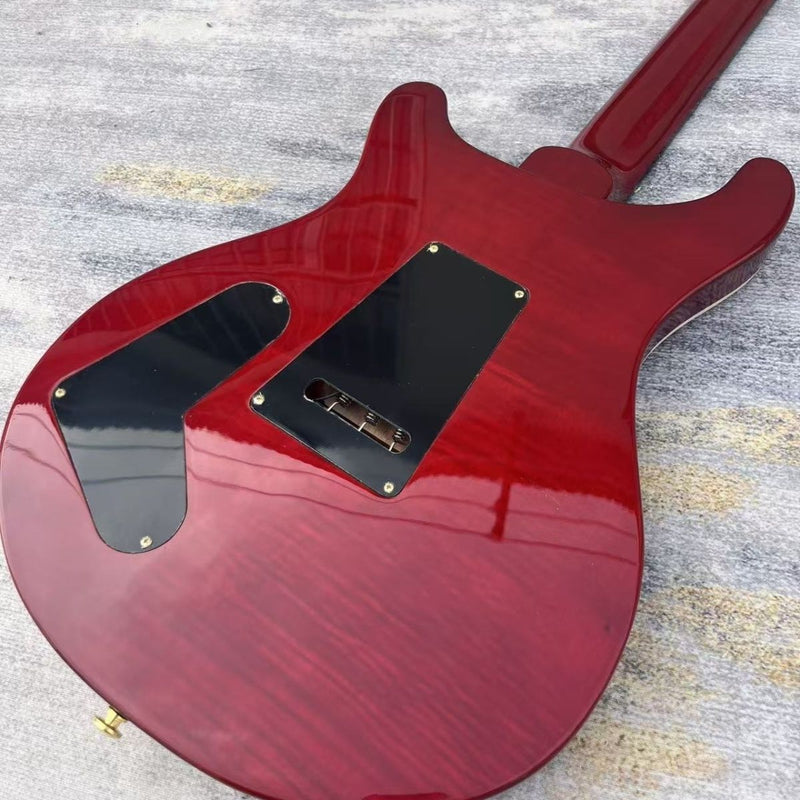 6 String PRS Style Electric Guitar with Gloss Transparent Red Quilted Maple Top (LRG-130)