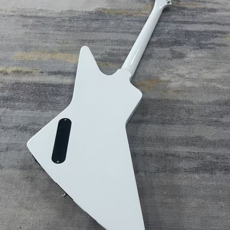 6 String Solid Body Explorer Style Electric Guitar with Gloss White Finish(LRG-132)