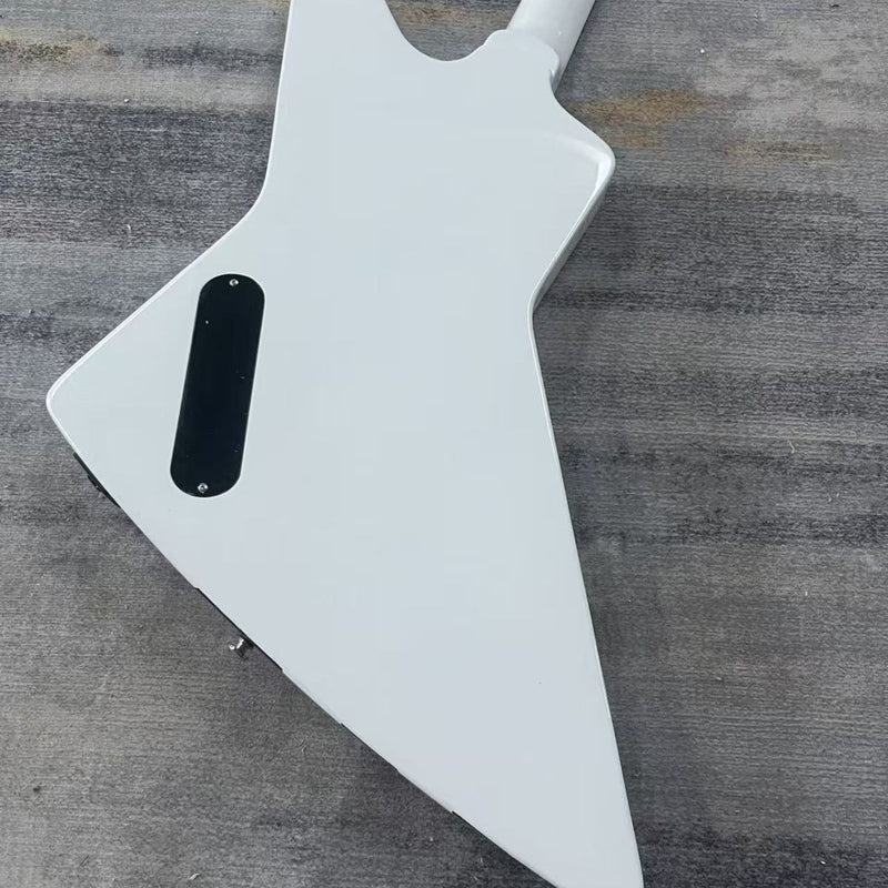 6 String Solid Body Explorer Style Electric Guitar with Gloss White Finish(LRG-132)