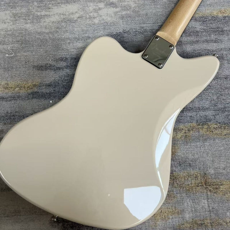 6 String Solid Body Jaguar Style Electric Guitar with Gloss Vintage White Finish(LRG-136)