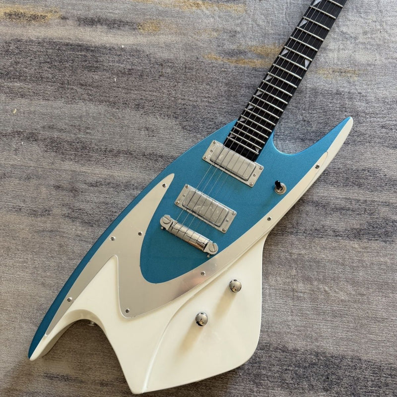 6 String Whale Style Electric Guitar with Gloss Metallic Blue & White Finish(LRG-108)