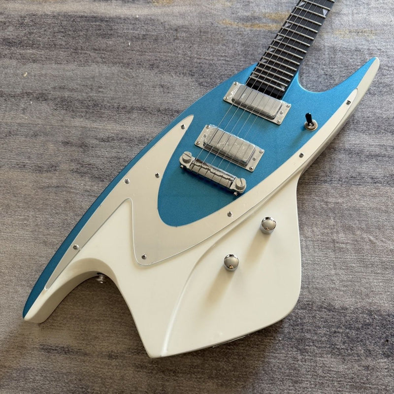 6 String Whale Style Electric Guitar with Gloss Metallic Blue & White Finish(LRG-108)