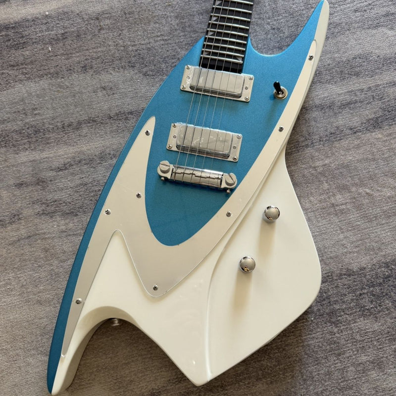 6 String Whale Style Electric Guitar with Gloss Metallic Blue & White Finish(LRG-108)