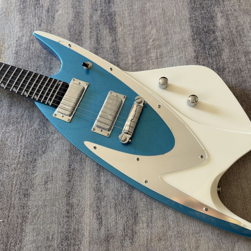 6 String Whale Style Electric Guitar with Gloss Metallic Blue & White Finish(LRG-108)
