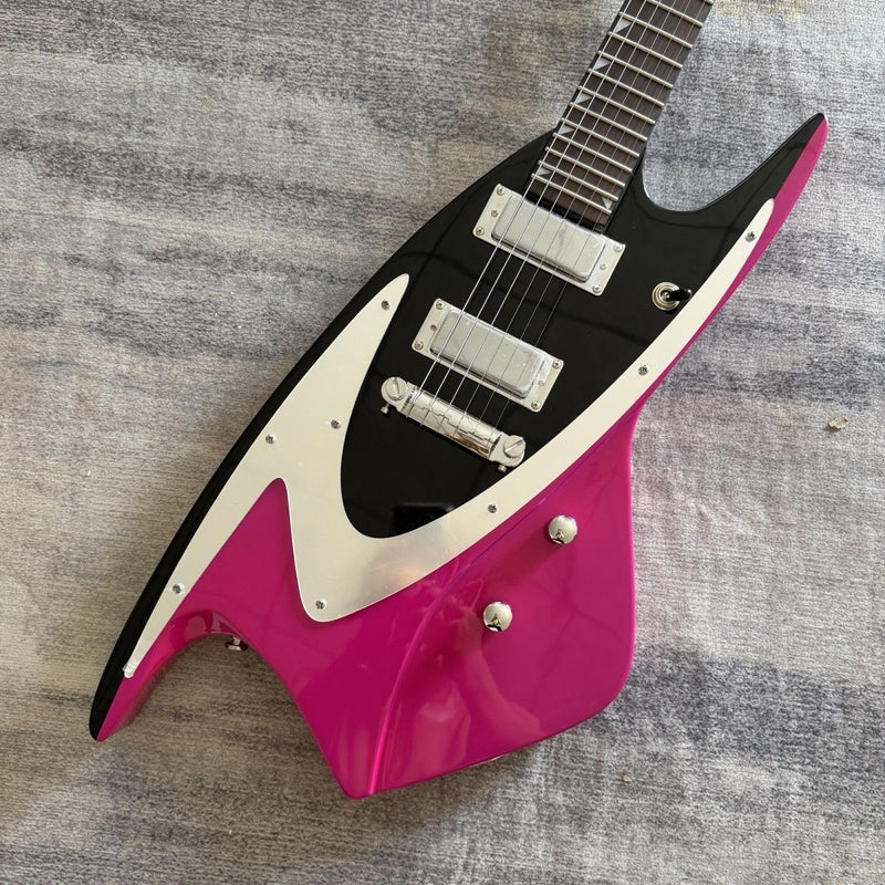 6 String Whale Style Electric Guitar with Gloss Purple & Black Two-Tone Finish(LRG-109)