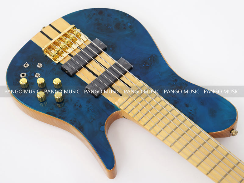 6 Strings Ash Wood Body Neck Through Electric Bass Guitar (GKS-127)