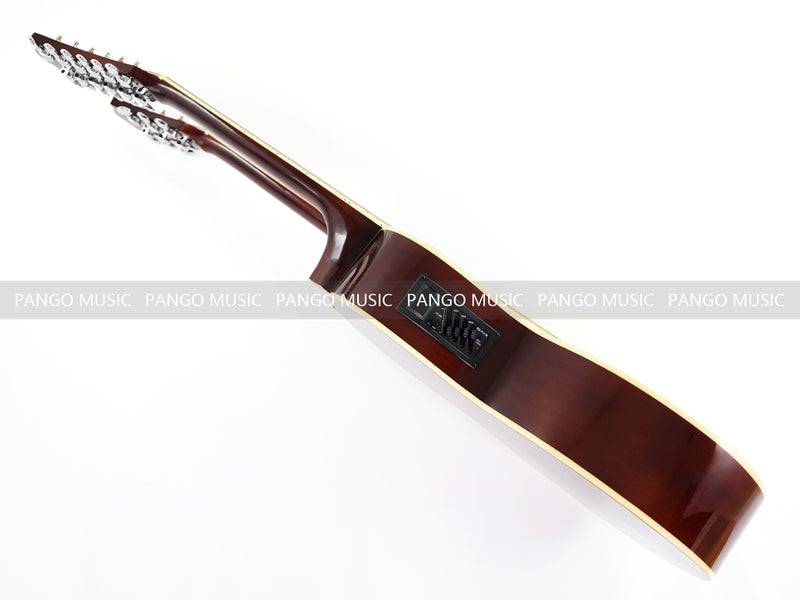 6+12 String Double Neck Acoustic Guitar with Gloss Vintage Tobacco Sunburst Finish(PDN-1216)