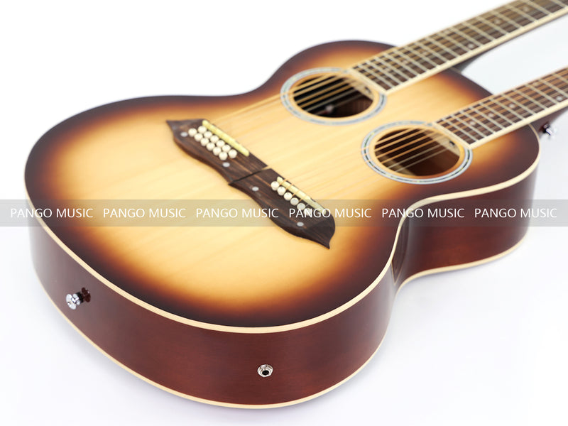 6+12 String Double Neck Acoustic Guitar with Gloss Vintage Tobacco Sunburst Finish(PDN-1216)