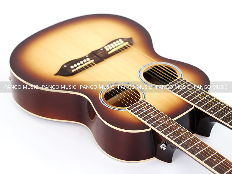 6+12 String Double Neck Acoustic Guitar with Gloss Vintage Tobacco Sunburst Finish(PDN-1216)