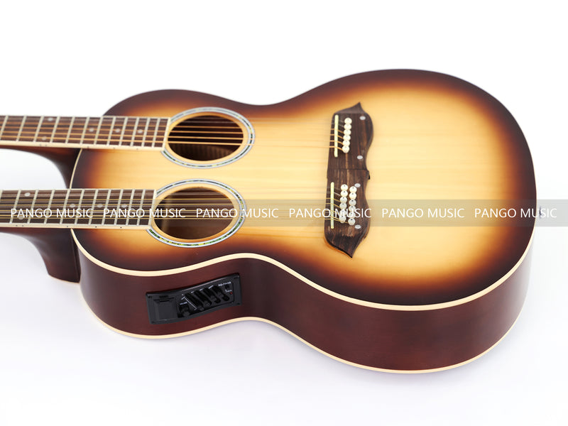 6+12 String Double Neck Acoustic Guitar with Gloss Vintage Tobacco Sunburst Finish(PDN-1216)