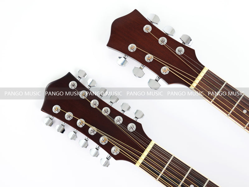 6+12 String Double Neck Acoustic Guitar with Gloss Vintage Tobacco Sunburst Finish(PDN-1216)