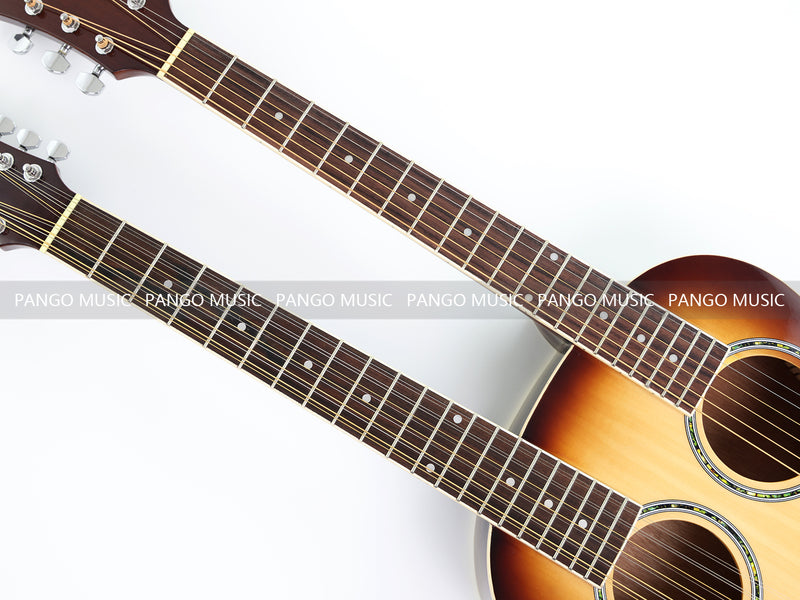 6+12 String Double Neck Acoustic Guitar with Gloss Vintage Tobacco Sunburst Finish(PDN-1216)