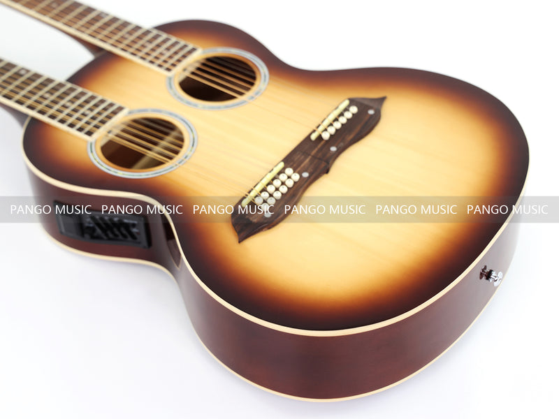 6+12 String Double Neck Acoustic Guitar with Gloss Vintage Tobacco Sunburst Finish(PDN-1216)