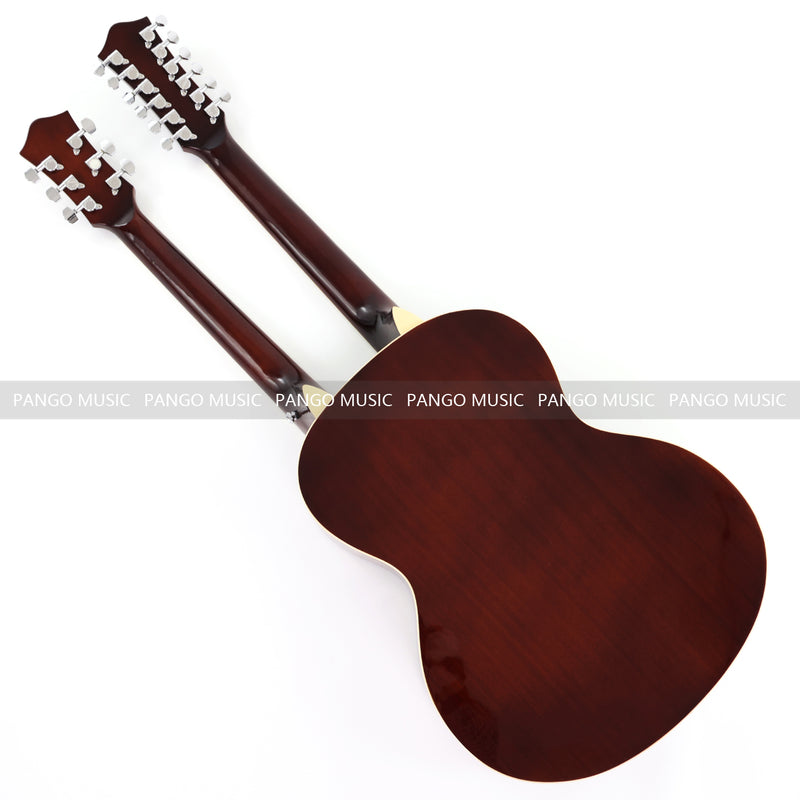 6+12 String Double Neck Acoustic Guitar with Gloss Vintage Tobacco Sunburst Finish(PDN-1216)
