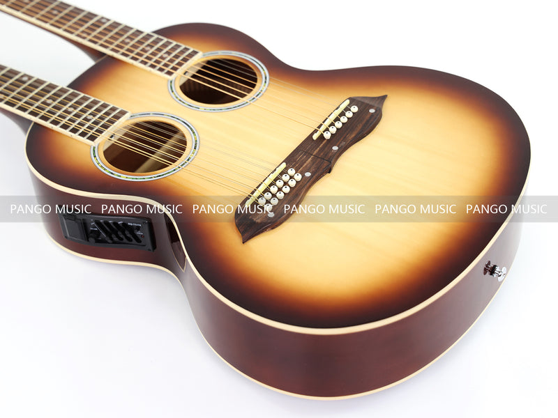 6+12 String Double Neck Acoustic Guitar with Gloss Vintage Tobacco Sunburst Finish(PDN-1216)