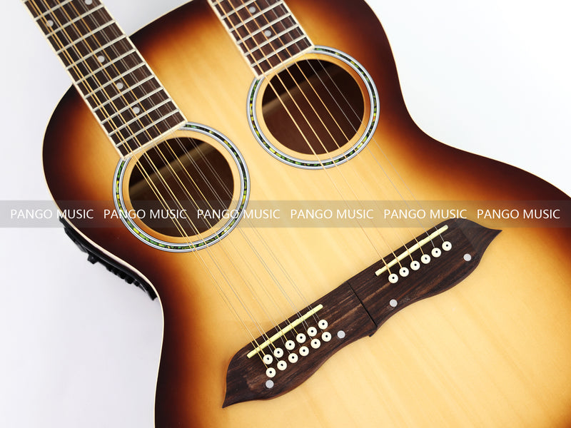 6+12 String Double Neck Acoustic Guitar with Gloss Vintage Tobacco Sunburst Finish(PDN-1216)