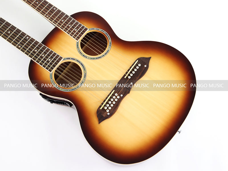 6+12 String Double Neck Acoustic Guitar with Gloss Vintage Tobacco Sunburst Finish(PDN-1216)