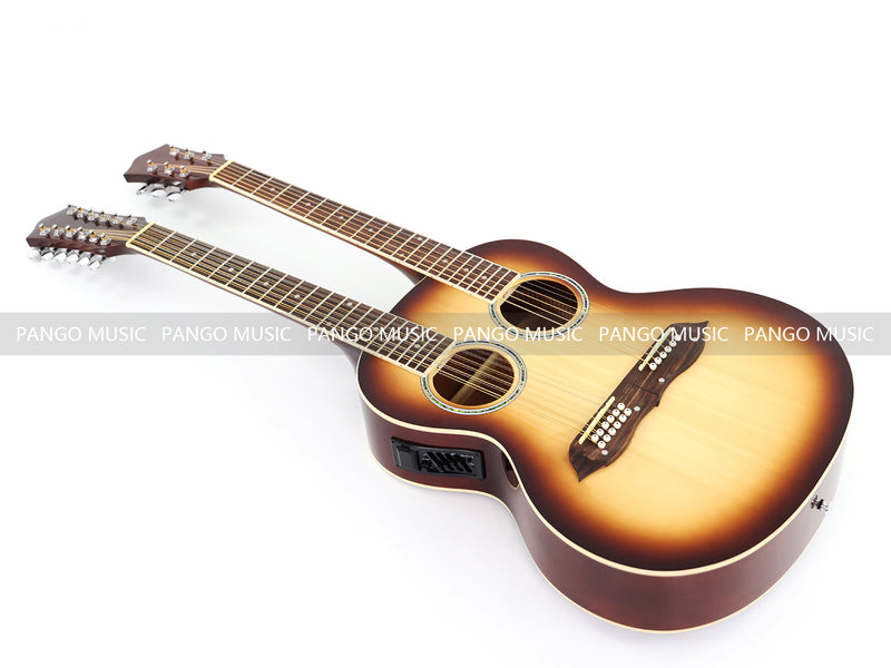 6+12 String Double Neck Acoustic Guitar with Gloss Vintage Tobacco Sunburst Finish(PDN-1216)