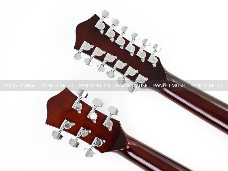 6+12 String Double Neck Acoustic Guitar with Gloss Vintage Tobacco Sunburst Finish(PDN-1216)