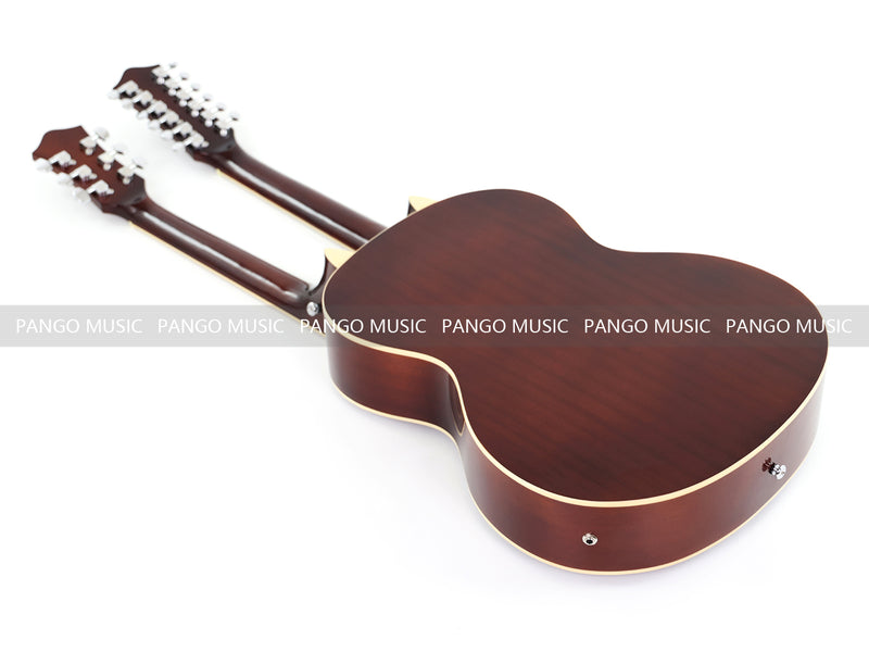 6+12 String Double Neck Acoustic Guitar with Gloss Vintage Tobacco Sunburst Finish(PDN-1216)