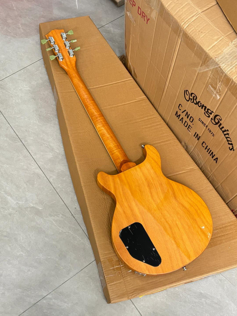6 String Double Cutaway Flat Top LP Junior Style Electric Guitar with Gloss Natural Finish (LRG-138X)