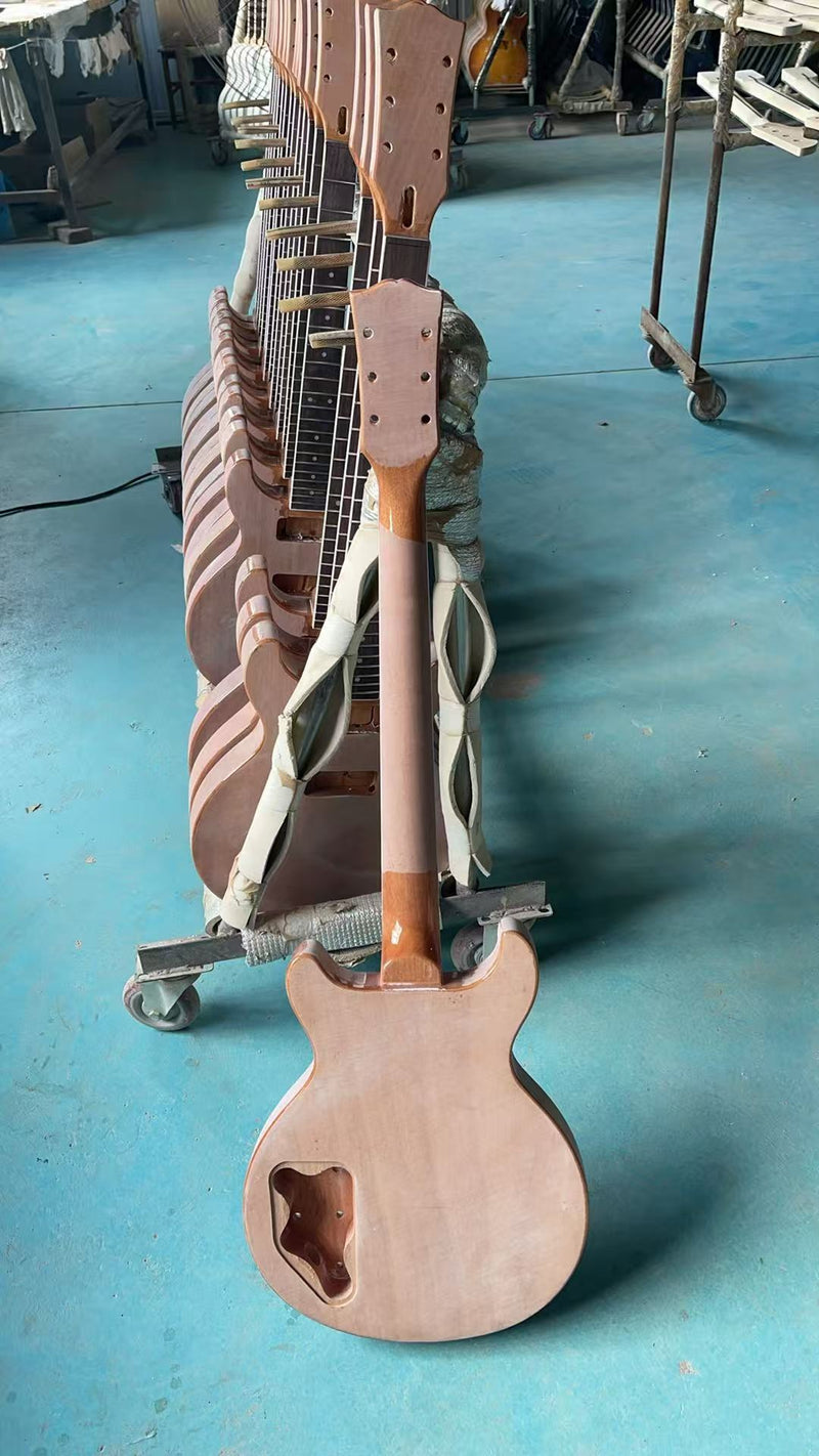 6 String Double Cutaway Flat Top LP Junior Style Electric Guitar with Gloss Natural Finish(LRG-138)