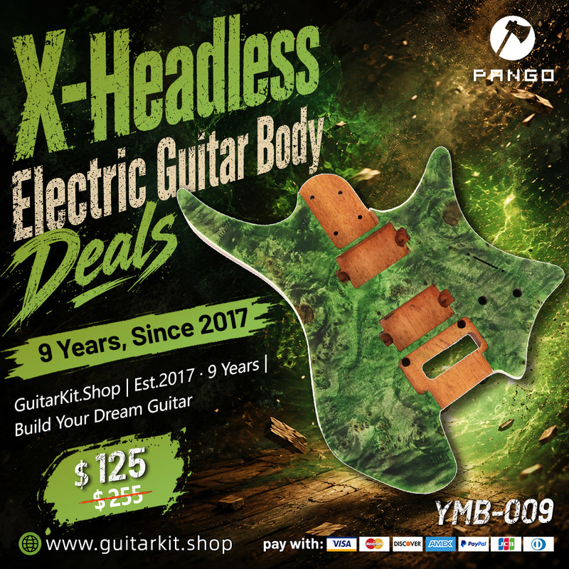 6 String Headless Solid Mahogany Electric Guitar Body with Satin Finish (YMB-009)