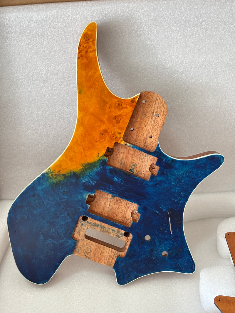 6 String Headless Solid Mahogany Electric Guitar Body with Satin Finish (YMB-012)