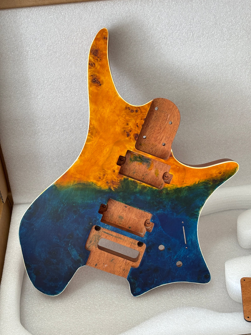 6 String Headless Solid Mahogany Electric Guitar Body with Satin Finish (YMB-015)