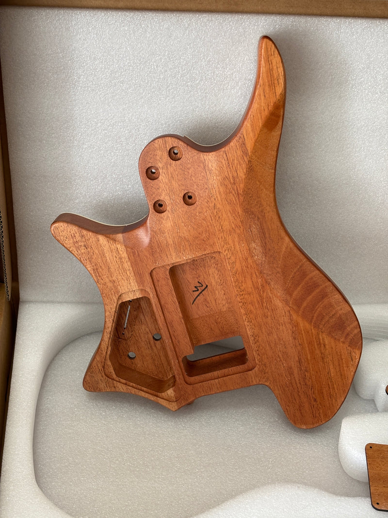 6 String Headless Solid Mahogany Electric Guitar Body with Satin Finish (YMB-015)