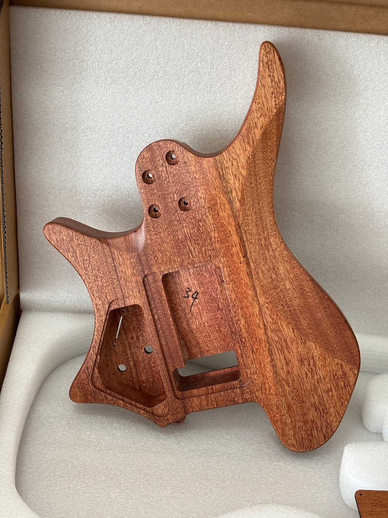 6 String Headless Solid Mahogany Electric Guitar Body with Satin Finish (YMB-017)