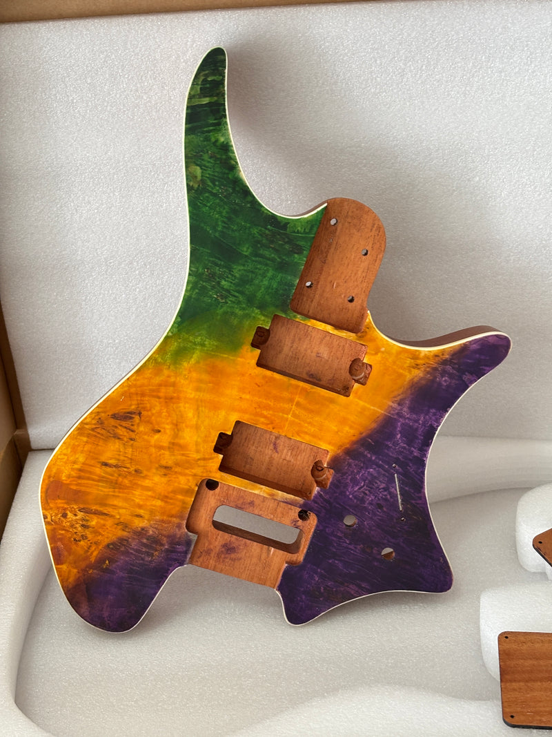6 String Headless Solid Mahogany Electric Guitar Body with Satin Finish (YMB-018)
