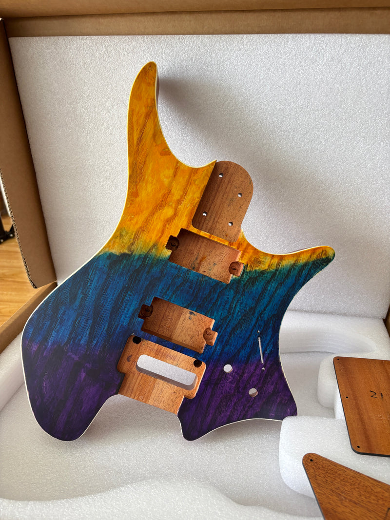 6 String Headless Solid Mahogany Electric Guitar Body with Satin Finish (YMB-022)