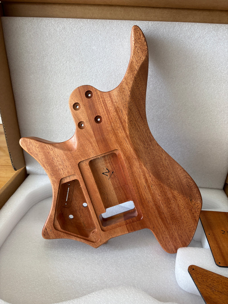 6 String Headless Solid Mahogany Electric Guitar Body with Satin Finish (YMB-022)