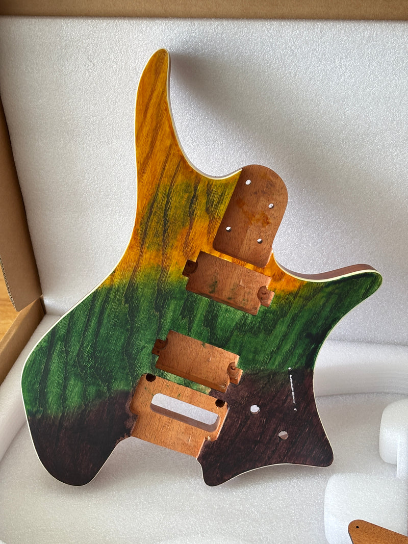 6 String Headless Solid Mahogany Electric Guitar Body with Satin Finish (YMB-023)