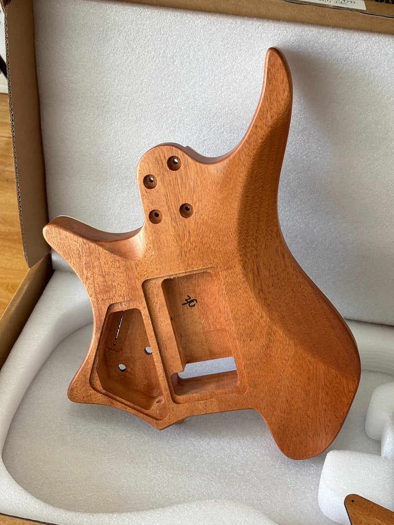 6 String Headless Solid Mahogany Electric Guitar Body with Satin Finish (YMB-023)