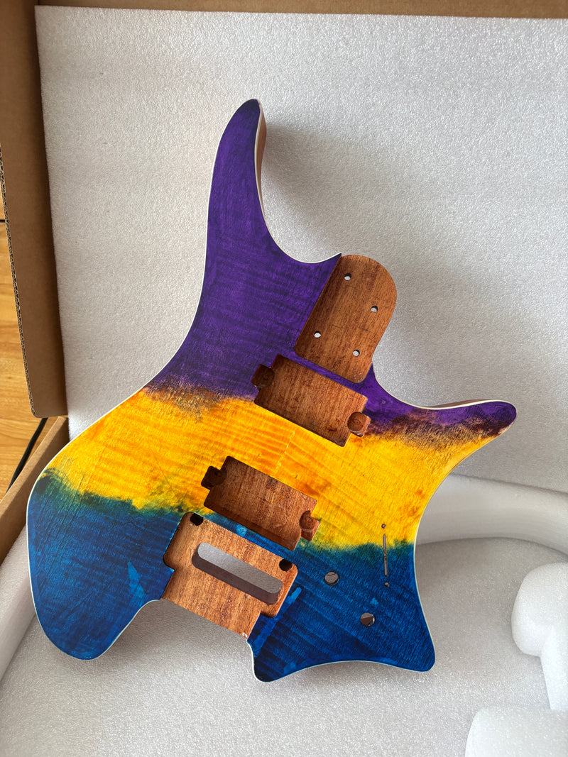 6 String Headless Solid Mahogany Electric Guitar Body with Satin Finish (YMB-027)