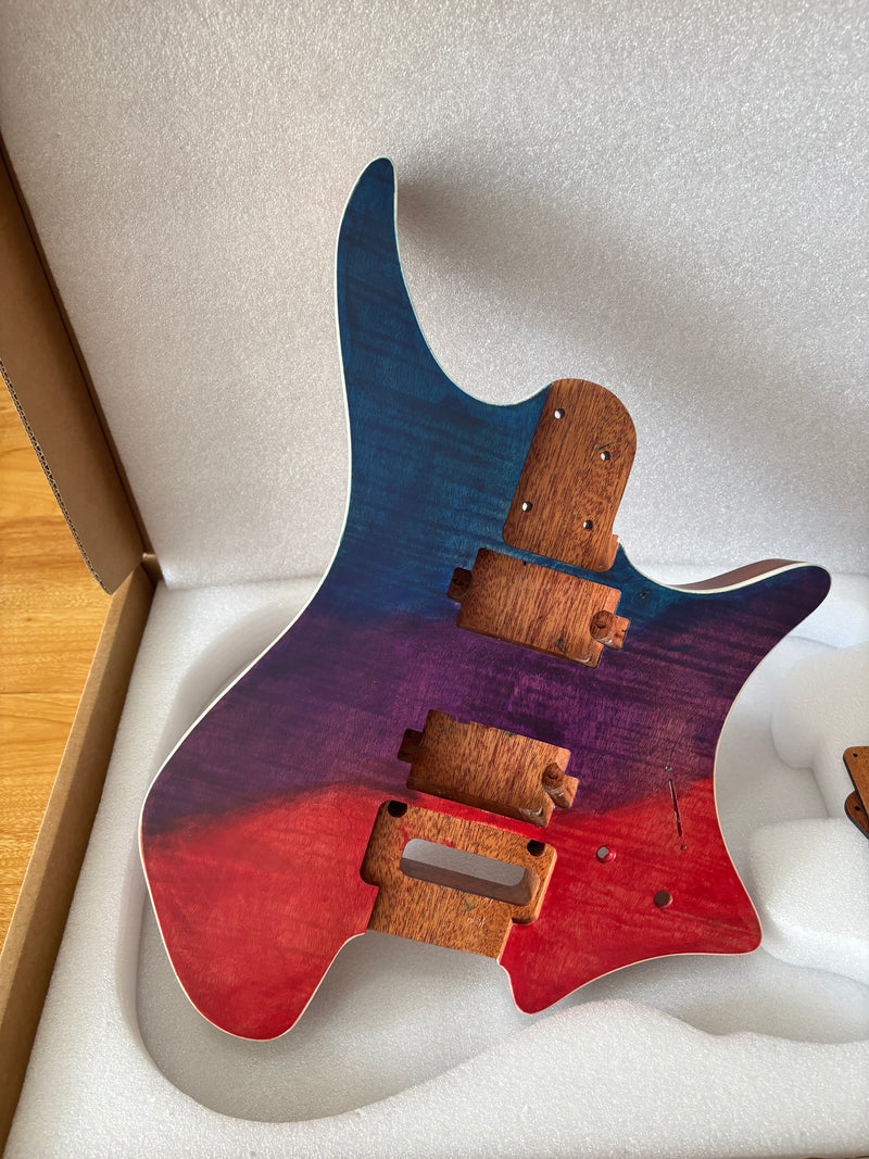 6 String Headless Solid Mahogany Electric Guitar Body with Satin Finish (YMB-029)