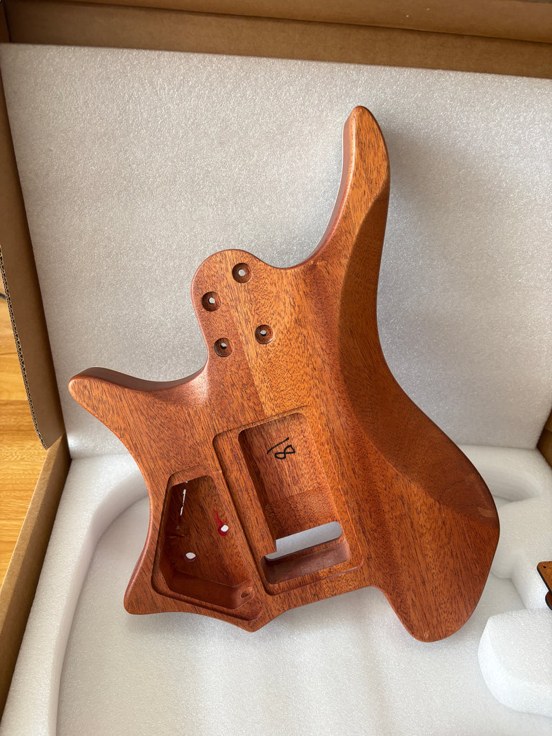 6 String Headless Solid Mahogany Electric Guitar Body with Satin Finish (YMB-029)