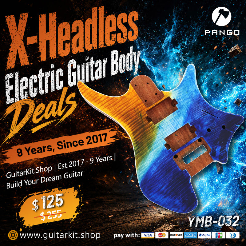 6 String Headless Solid Mahogany Electric Guitar Body with Satin Finish (YMB-032)