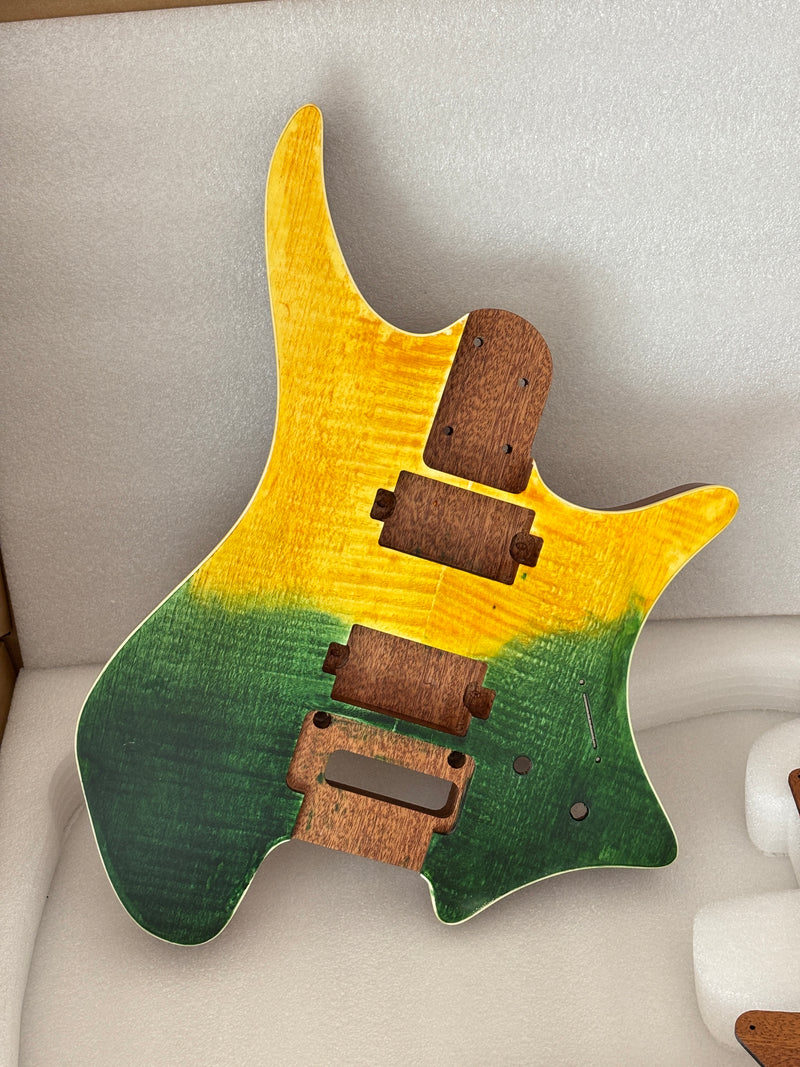 6 String Headless Solid Mahogany Electric Guitar Body with Satin Finish (YMB-033)