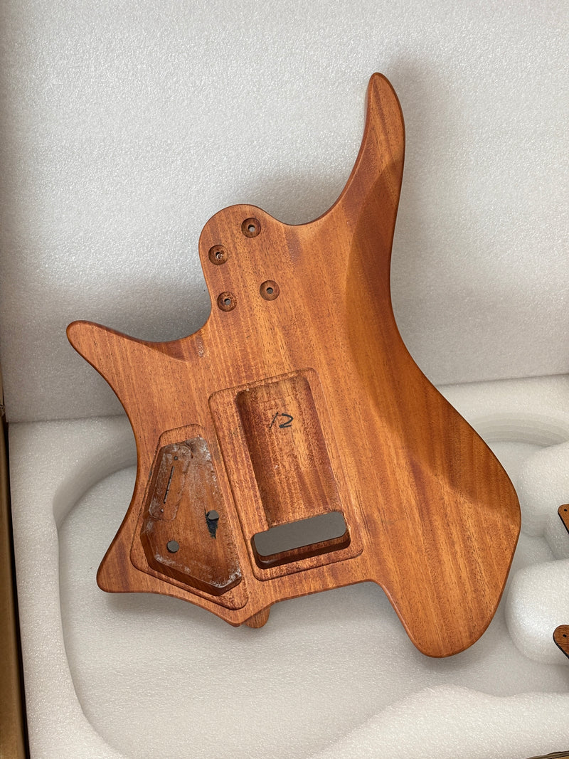 6 String Headless Solid Mahogany Electric Guitar Body with Satin Finish (YMB-038)