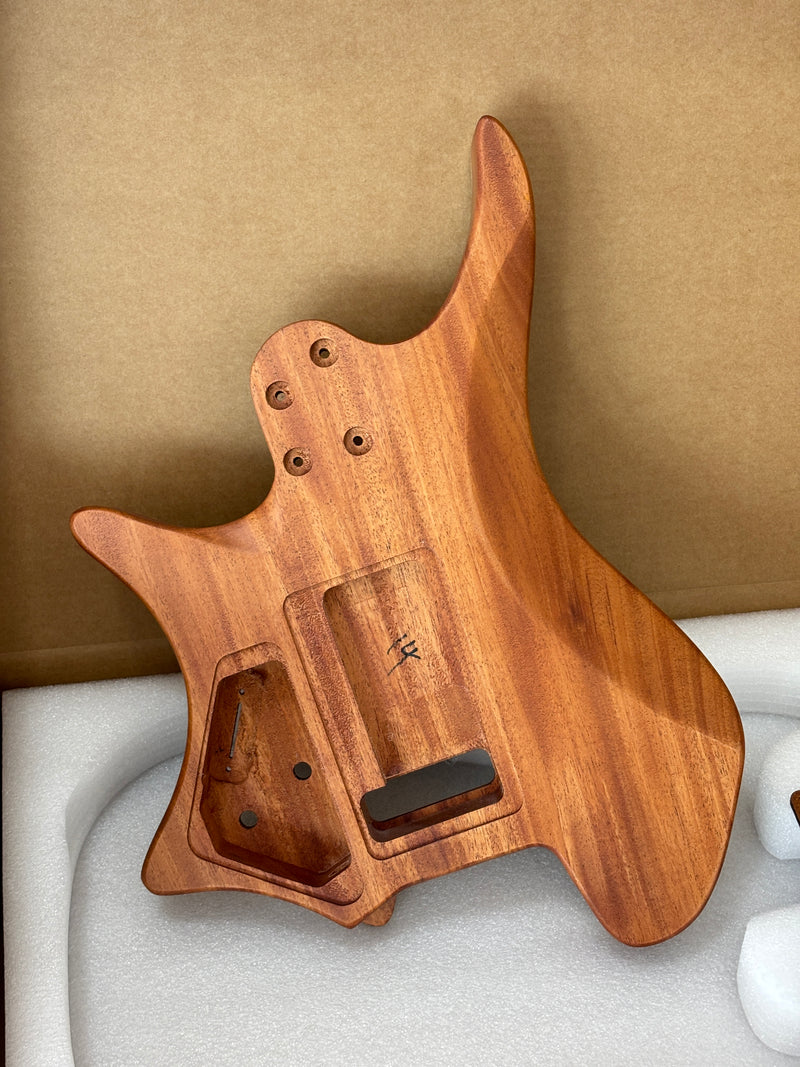 6 String Headless Solid Mahogany Electric Guitar Body with Satin Finish (YMB-053)