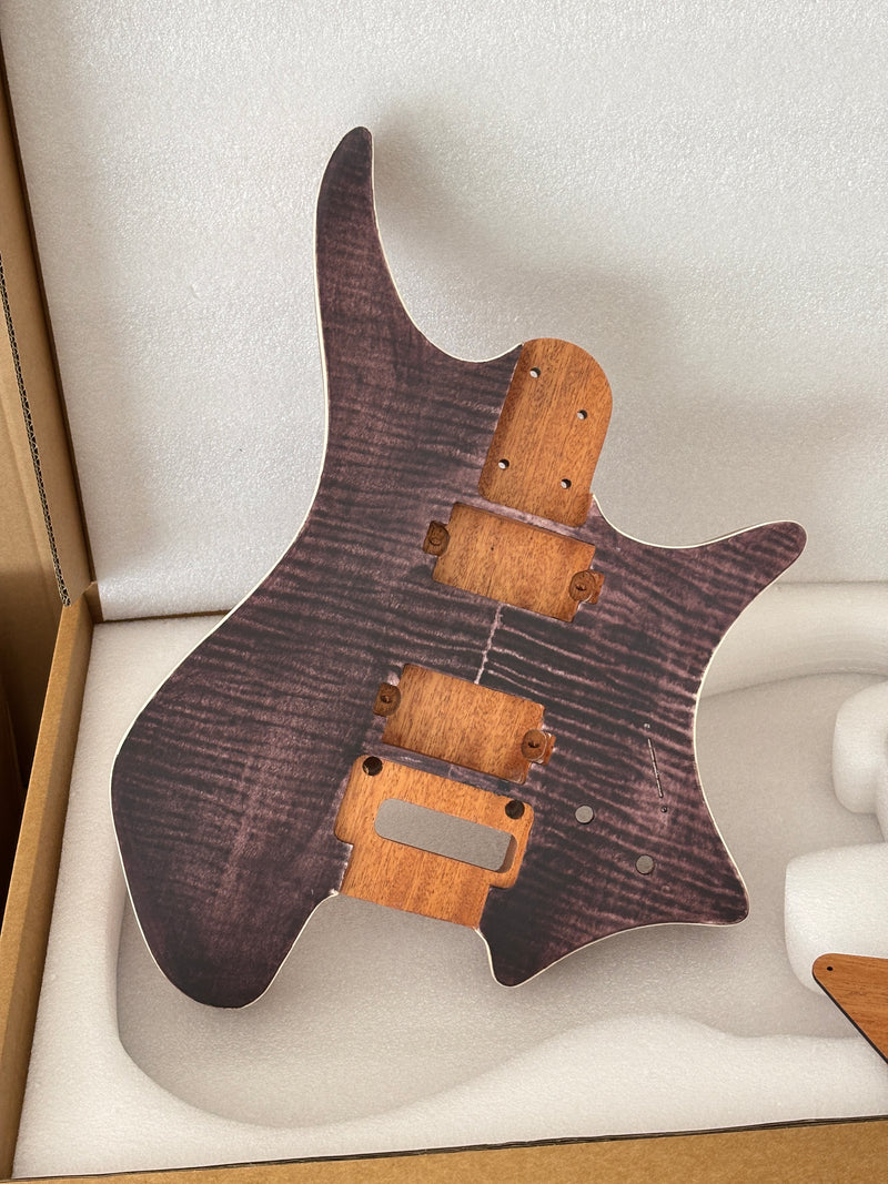 6 String Headless Solid Mahogany Electric Guitar Body with Satin Finish (YMB-057)