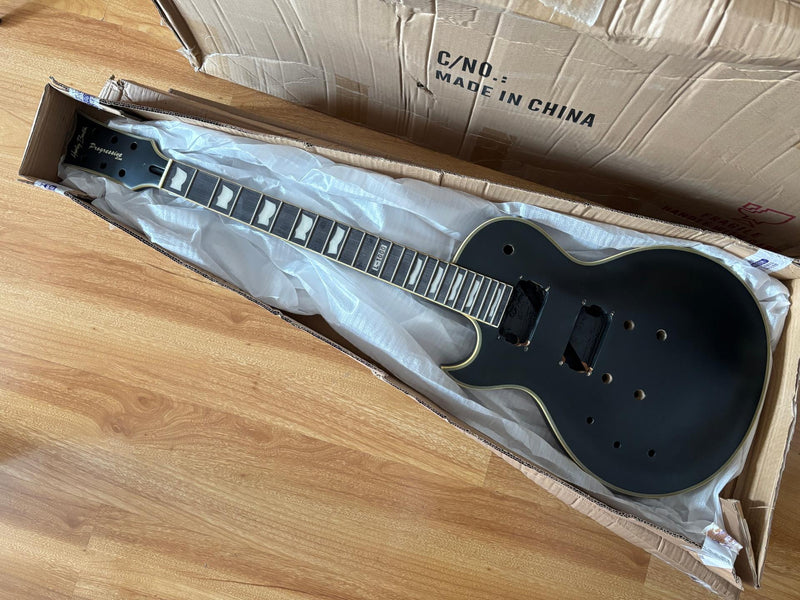 6 String Left-handed LP Style DIY Electric Guitar Kit with Matte Black Finish (RTA-004)