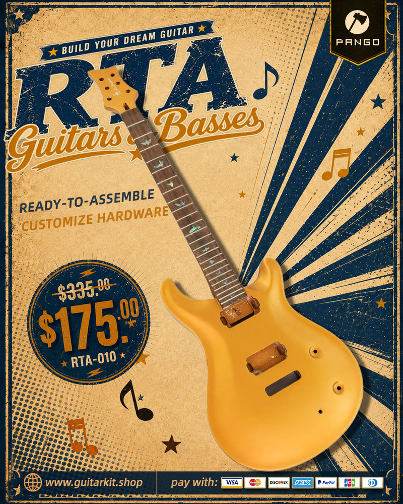 6 String PRS Style DIY Electric Guitar Kit with Matte Gold Finish (RTA-010)